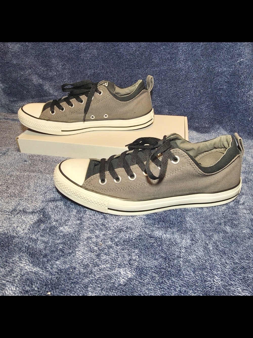 Converse Low-Top Canvas Sneakers in Gray with Black Accents